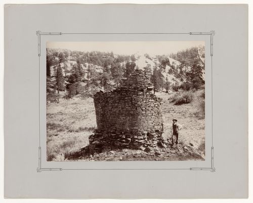 View of the ruins of the old Cliff Tower near Fort Wingate, New Mexico