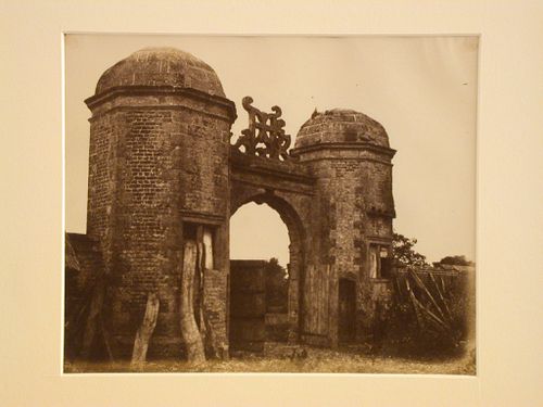 Unidentified site; view of masonry gate, England ?