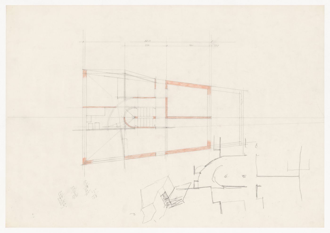 Plan with sketches for Casa Fernando Machado [Fernando Machado house], Porto, Portugal