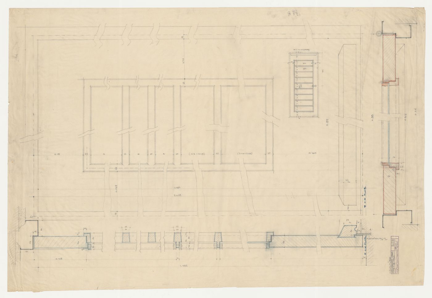 Elevations and sectional details for a door for a housing unit, Hellerhof Housing Estate, Frankfurt am Main, Germany