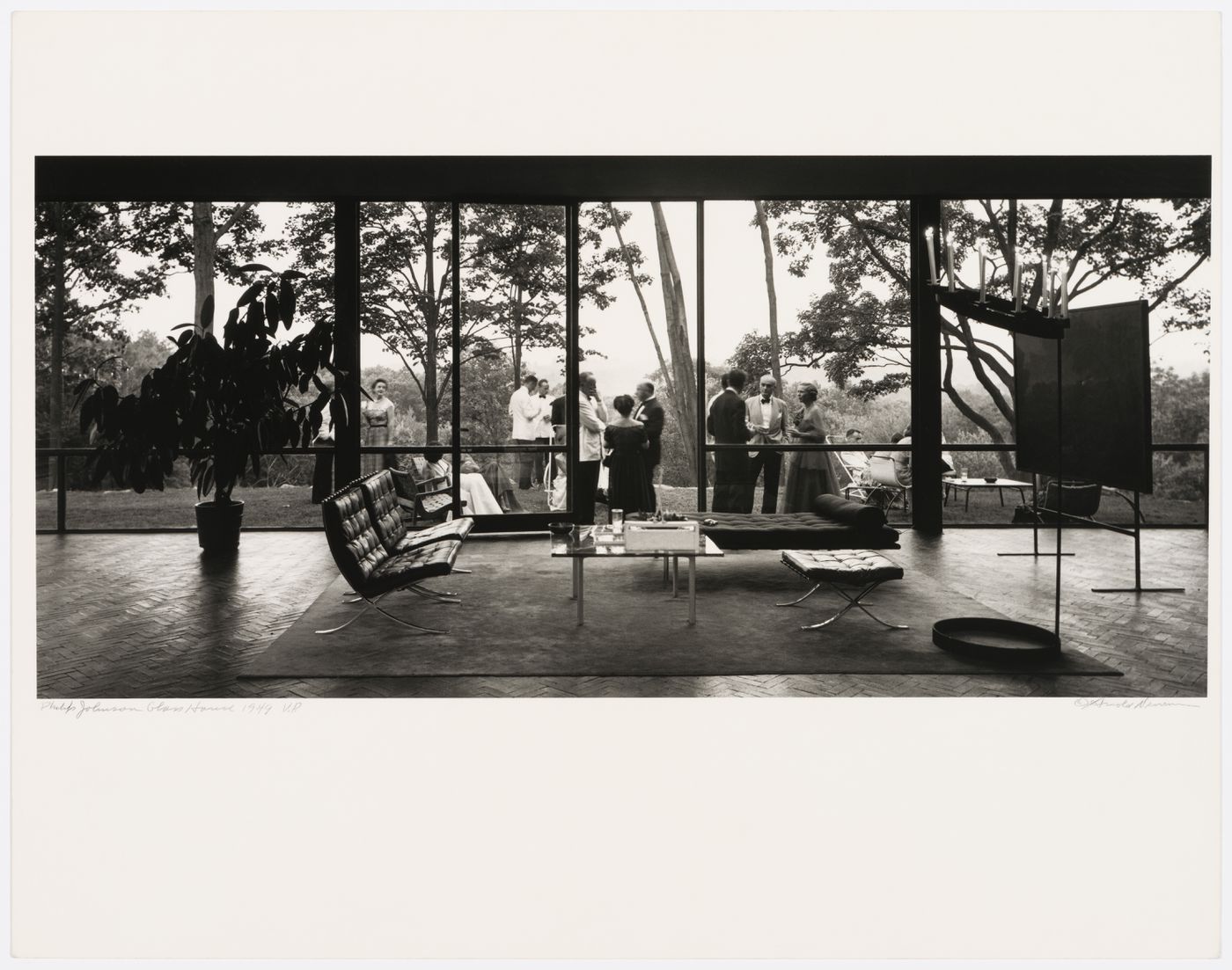 Interior view of the living-romm, Phillip Johnson's Glass House, New Canaan, Connecticut, United States