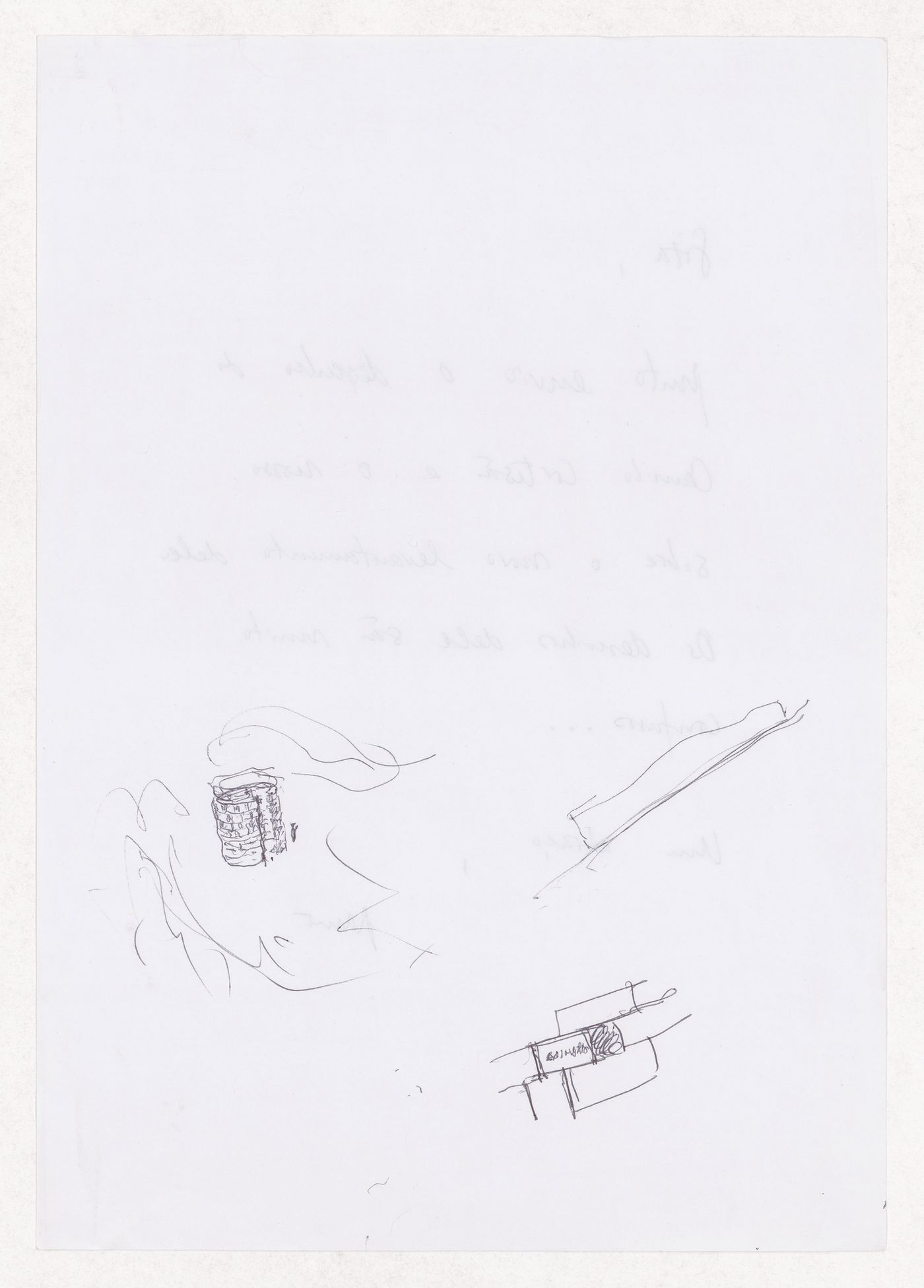 Sketches for Monumento 25 Anos do Poder Local em Coimbra, Coimbra, Portugal; verso: Correspondence