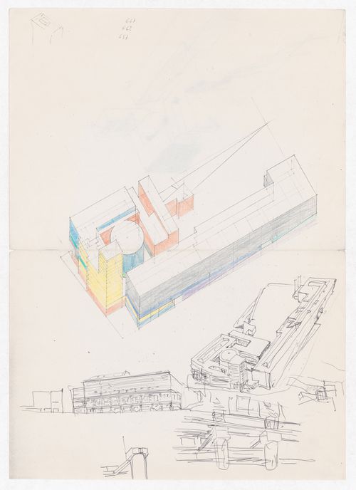 Sketch axonometric views and perspectives for Centro Cultural de la Defensa - 1º Fase - 2º Fase, Madrid, Spain