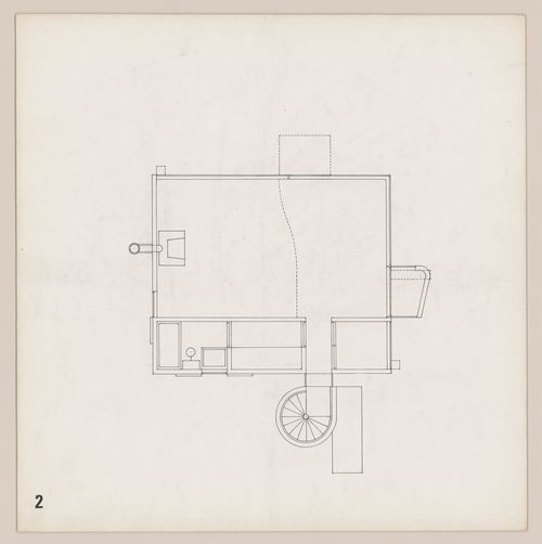Second floor plan with sketches on verso for Bernstein House