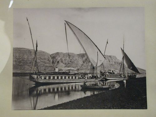 View of dhahabiyah (Egyptian small boat) by Nile, Egypt