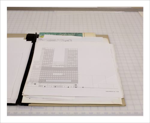Proofs of Relevance: View of an elevation drawing in a portfolio showing  a section of El Mirador: mixed-use tower in the Bay of Algerciras, Abalos & Herreros (1999), Cadiz, Spain