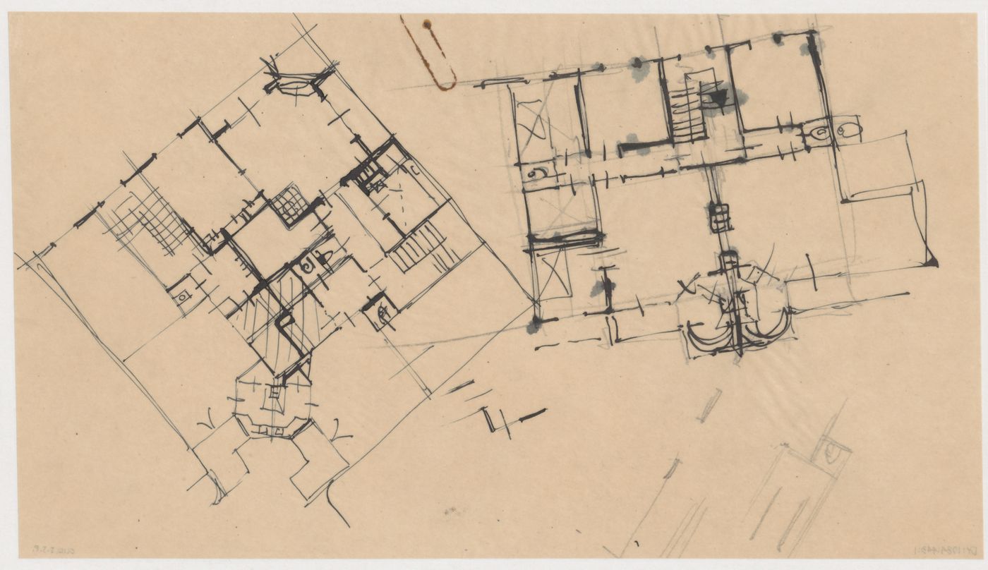 Ground and first floor plans, possibly for Block 9, Spangen Housing Estate, Rotterdam, Netherlands