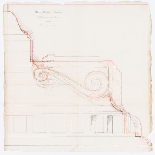 Full-scale elevation and profile for the entablature for the principal façade, Hôtel Soltykoff