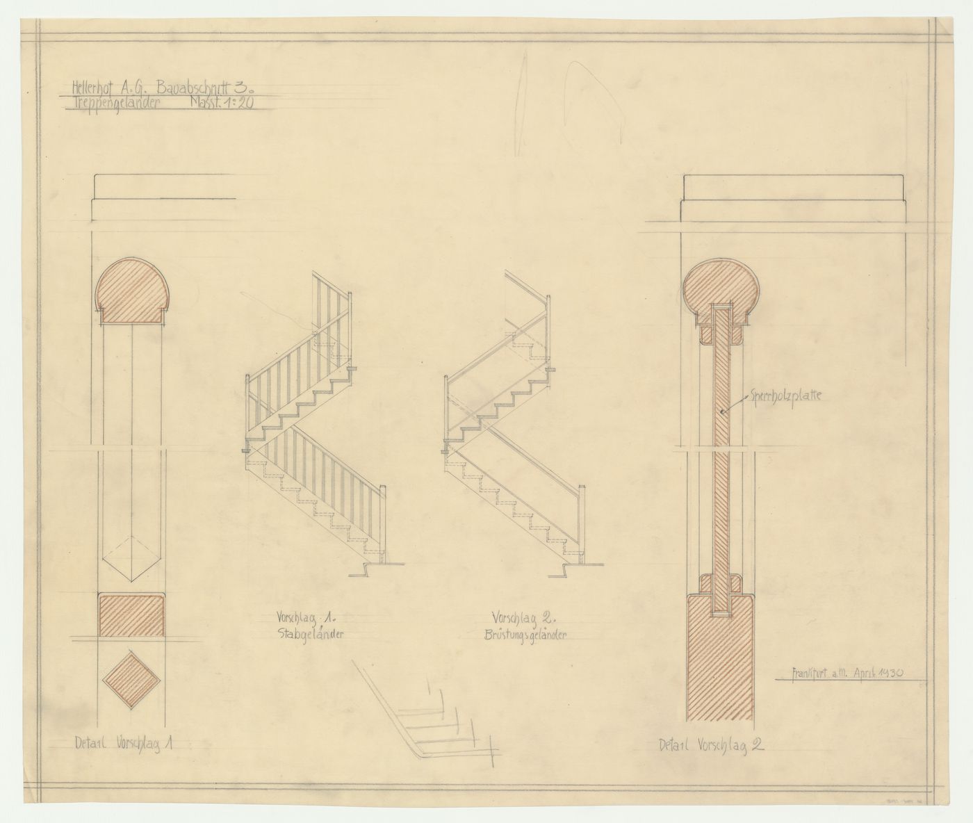 Sections for a staircase, Hellerhof Housing Estate, Frankfurt am Main, Germany