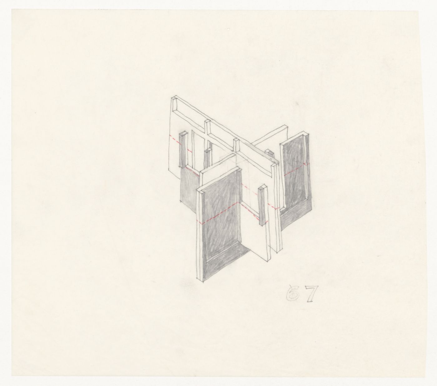 Axonometric sketch for House VI, Cornwall, Connecticut