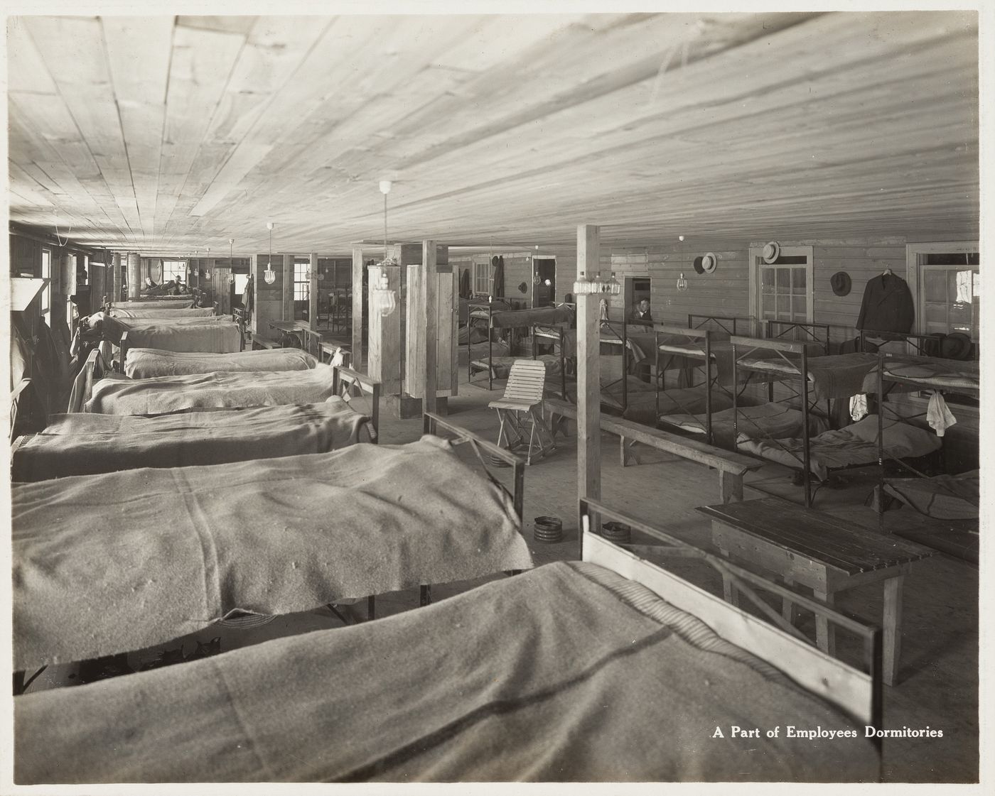 Interior view of employees dormitories at the Energite Explosives Plant No. 3, the Shell Loading Plant, Renfrew, Ontario, Canada