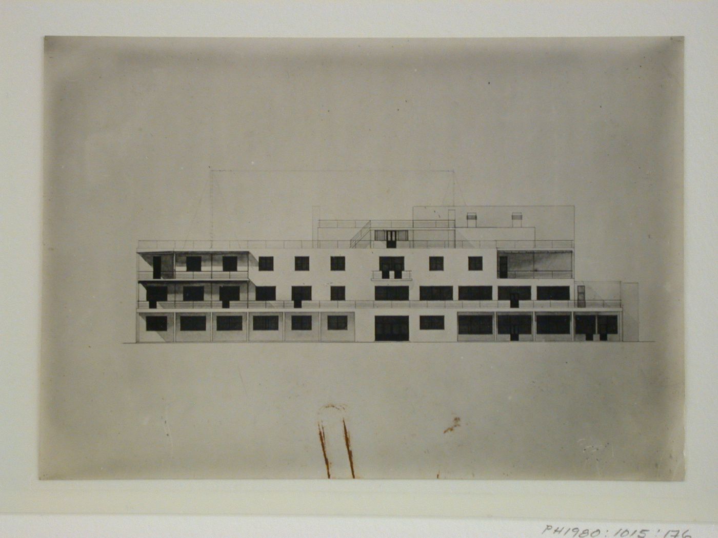 View of an elevation drawing for a club, U.S.S.R. (now Russia)