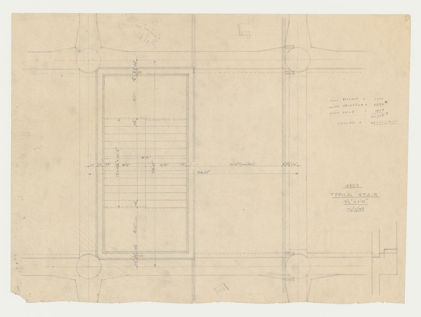 Plan d'un escalier typique, Imprimerie Nationale du Canada, Hull, Québec, Canada