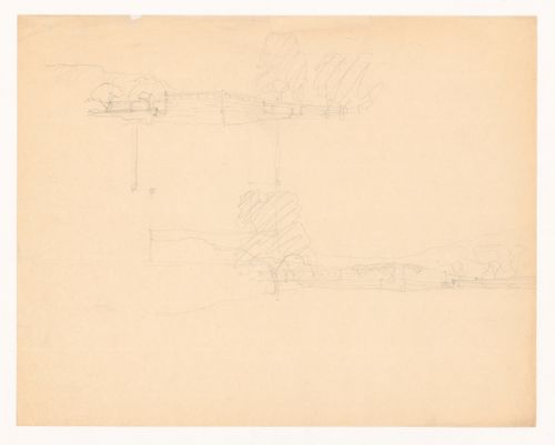 Sketch perspectives and sketch plan for Mountain House