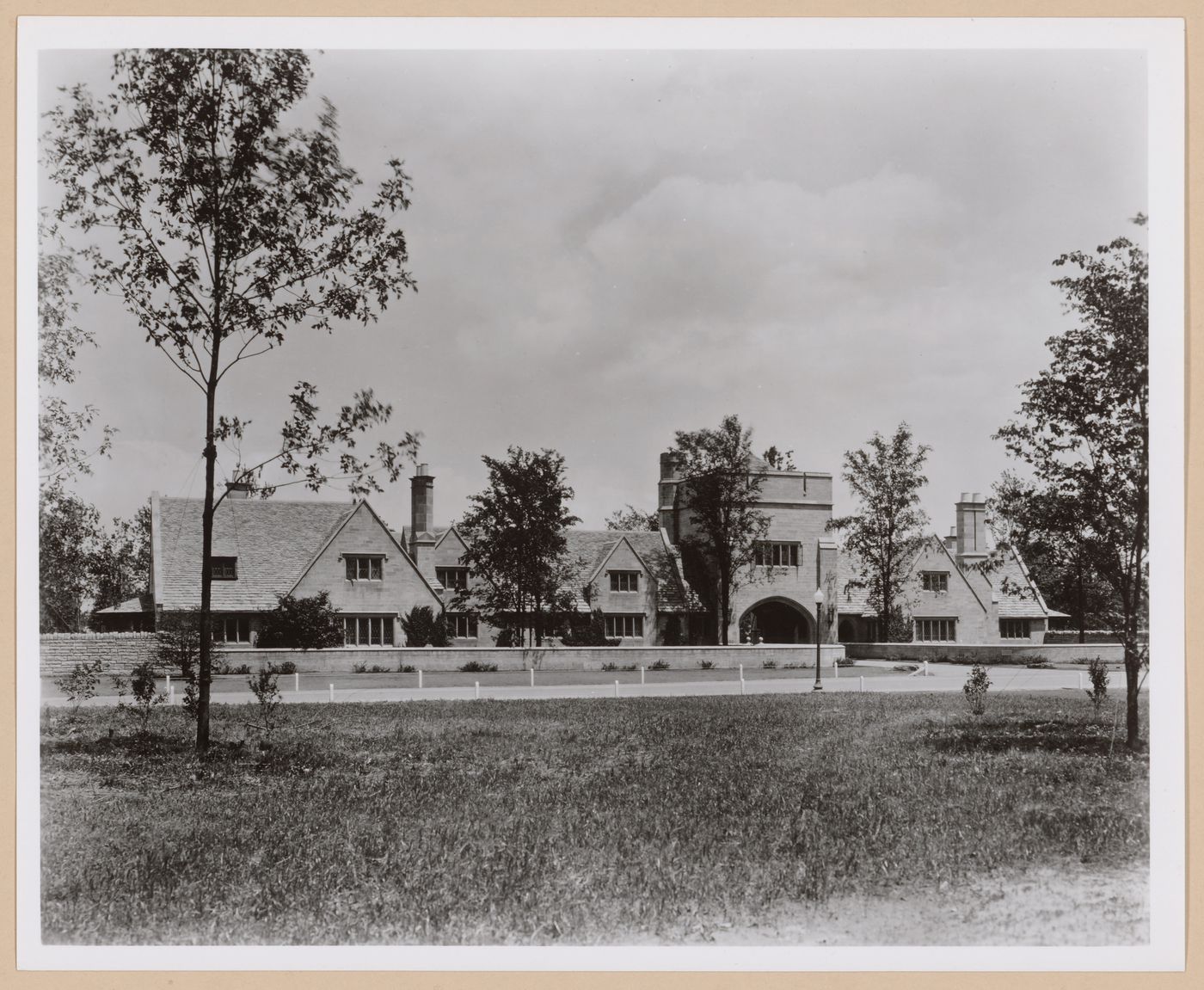 View of the principal façade of the Edsel B. Ford house from across the street, 1100 Lake Shore Road, Grosse Pointe Shores, Michigan