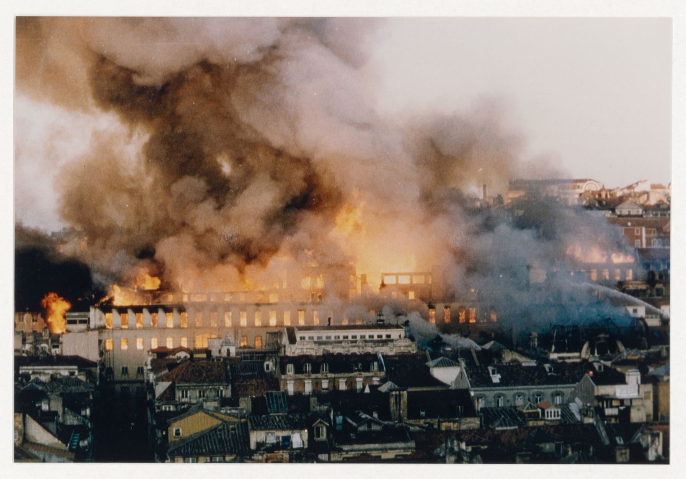 View of fire that broke out August 25, 1988, at Chiado, Lisbon, from Álvaro Siza's project file "Reconstruction of the Chiado area, Lisbon, Portugal"