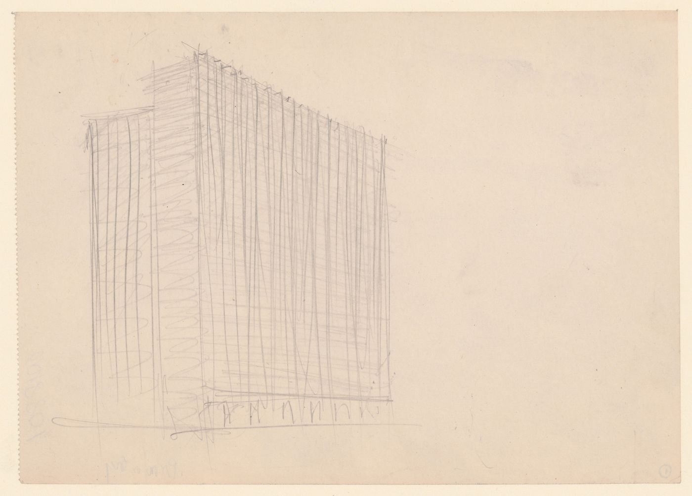 Perspective of a highrise building, possibly the Promontory Apartments, Chicago, Illinois