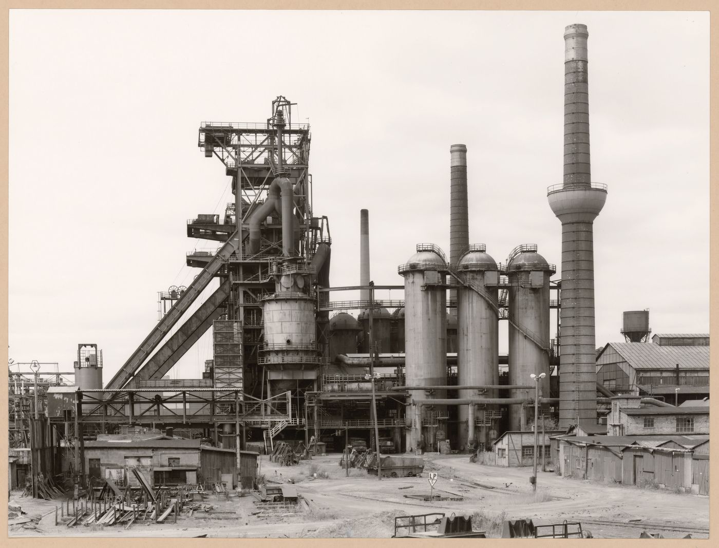 View of Metallhüttenwerk industrial plant showing blast furnace head C, Lübeck-Herrenwyk, Germany