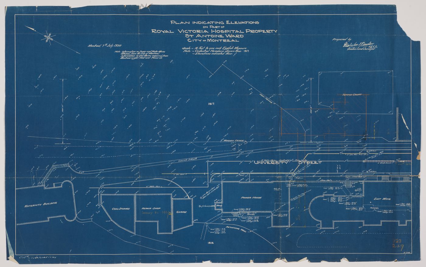 Royal Victoria Hospital, Montréal, Québec: cadastral plan