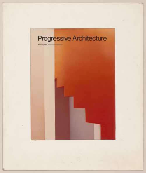 Mock-up of the cover for Progressive Architecture magazine showing an interior view of House VI, Cornwall, Connecticut