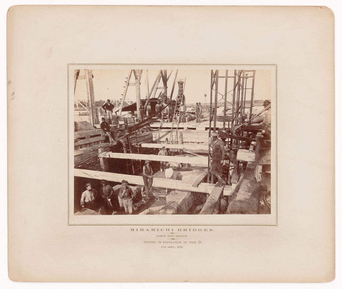 Miramichi Bridges under construction, Miramichi Bay, New Brunswick