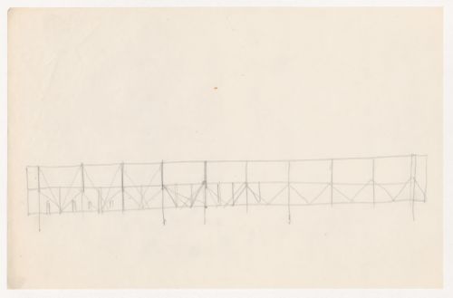 Sketch elevation for a roof truss for a campus building for Illinois Institute of Technology