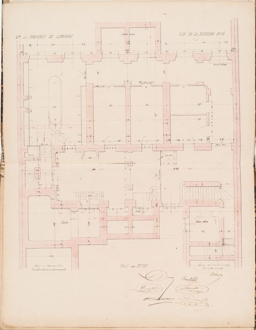 Contract drawing for a house for Madame la comtesse de Lubersac, 95 rue de la Pépinière, Paris: Plan for the "caves"
