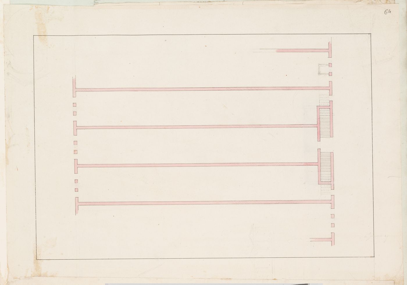Partial plan for a building, probably a warehouse, for an "entrepôt de vins"