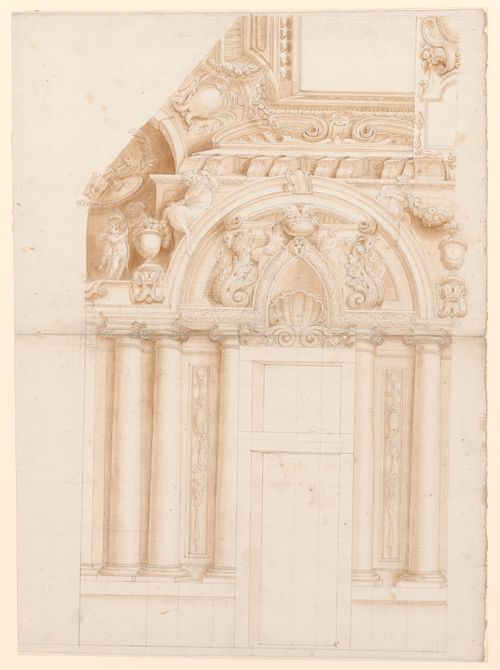 Quadratura drawing for door-frame and surround
