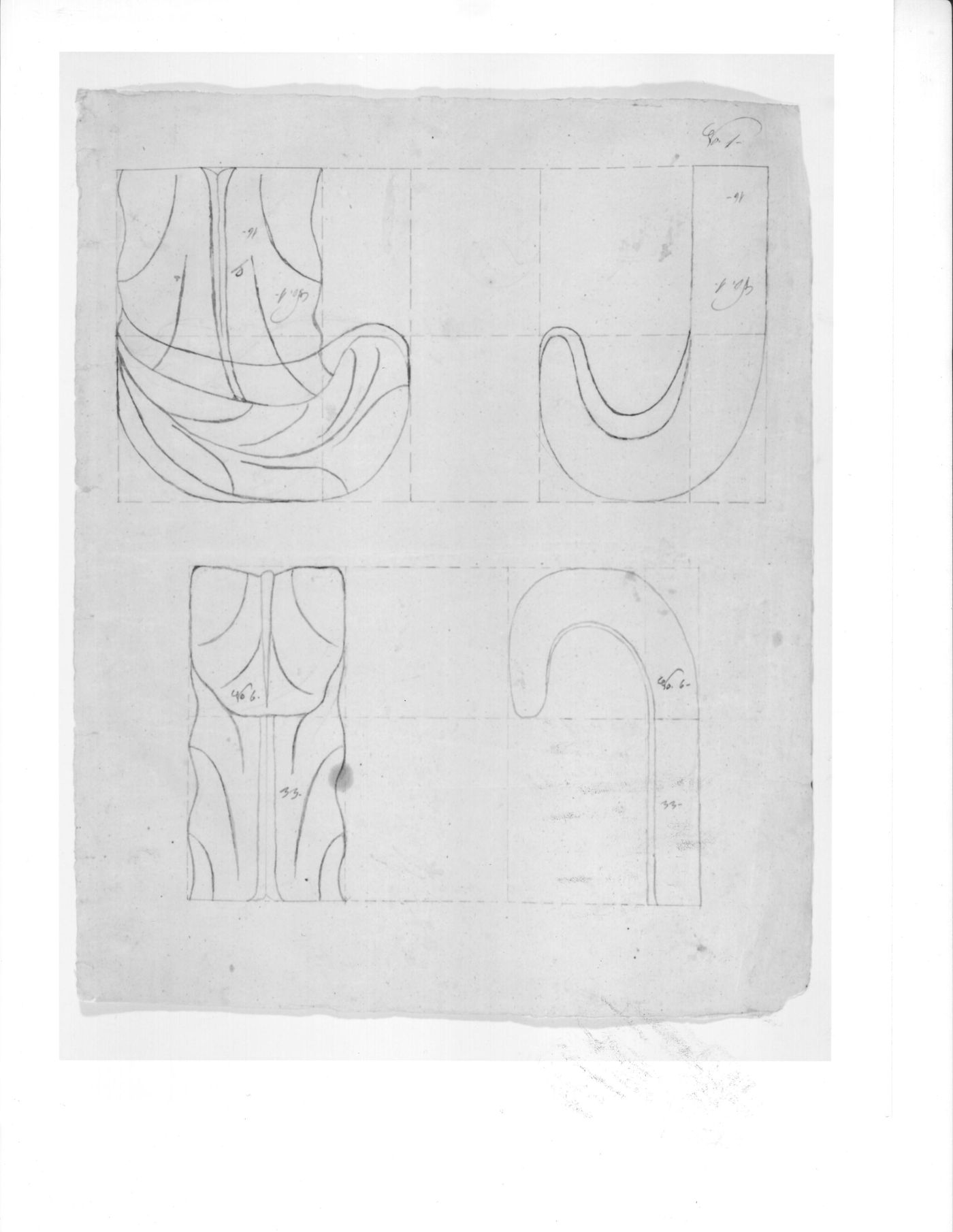 Front and lateral elevations for decorative details for the high altar for Notre-Dame de Montréal