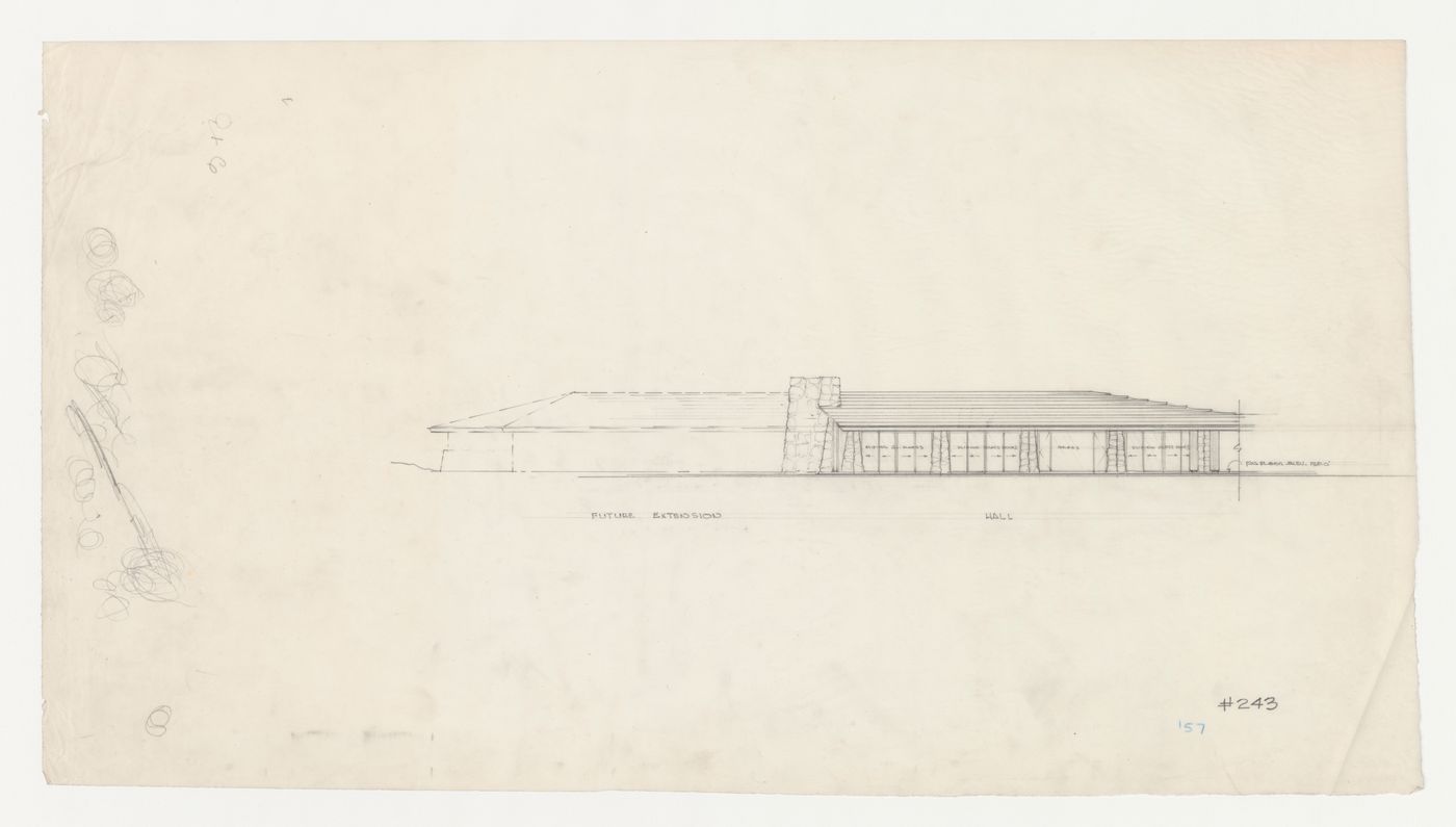 Wayfarers' Chapel, Palos Verdes, California: Elevation for the parish house and extension