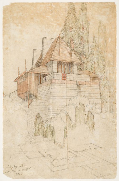 Lake Tahoe Summer Colony, California, Lodge Type Cabin. Perspective and plan