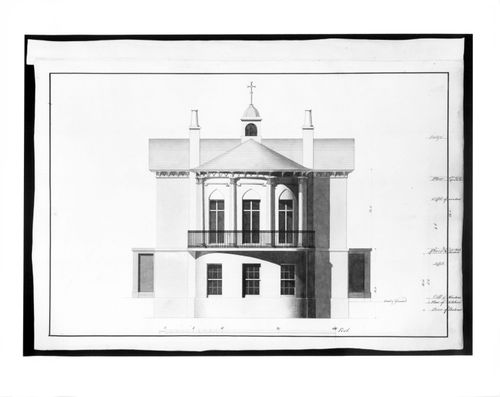 Rear (North) elevation for a two-storey villa