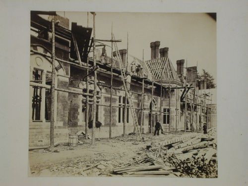 Partial view of the garden façade of Voelas Hall under construction, Pentrefoelas, Denbighshire, Wales