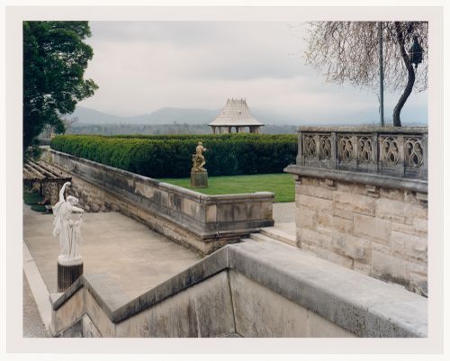 Viewing Olmsted: View of terrace towards Italian Garden and Blue Hills Vanderbilt Estate, "Biltmore", Asheville, North Carolina