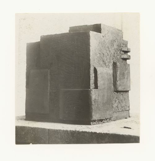 Photograph of a student model on the topic "Finding and Constructing a Voluminous Form Based on Contrast and Rhythmical Combinations of Elements: Turn of the Form" for the "Space" course at the Vkhutemas (Higher State Artistic Technical Studios), Moscow