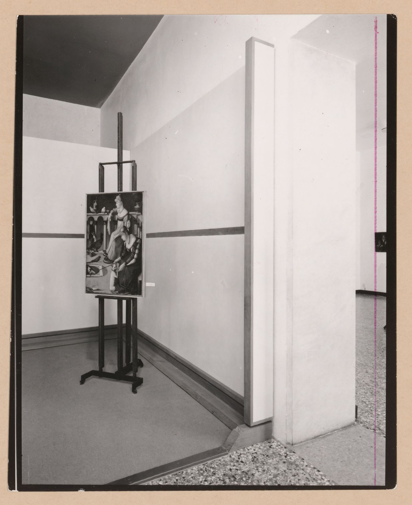 Interior view of a gallery showing a painting on an easel, Museo Correr, Venice, Italy