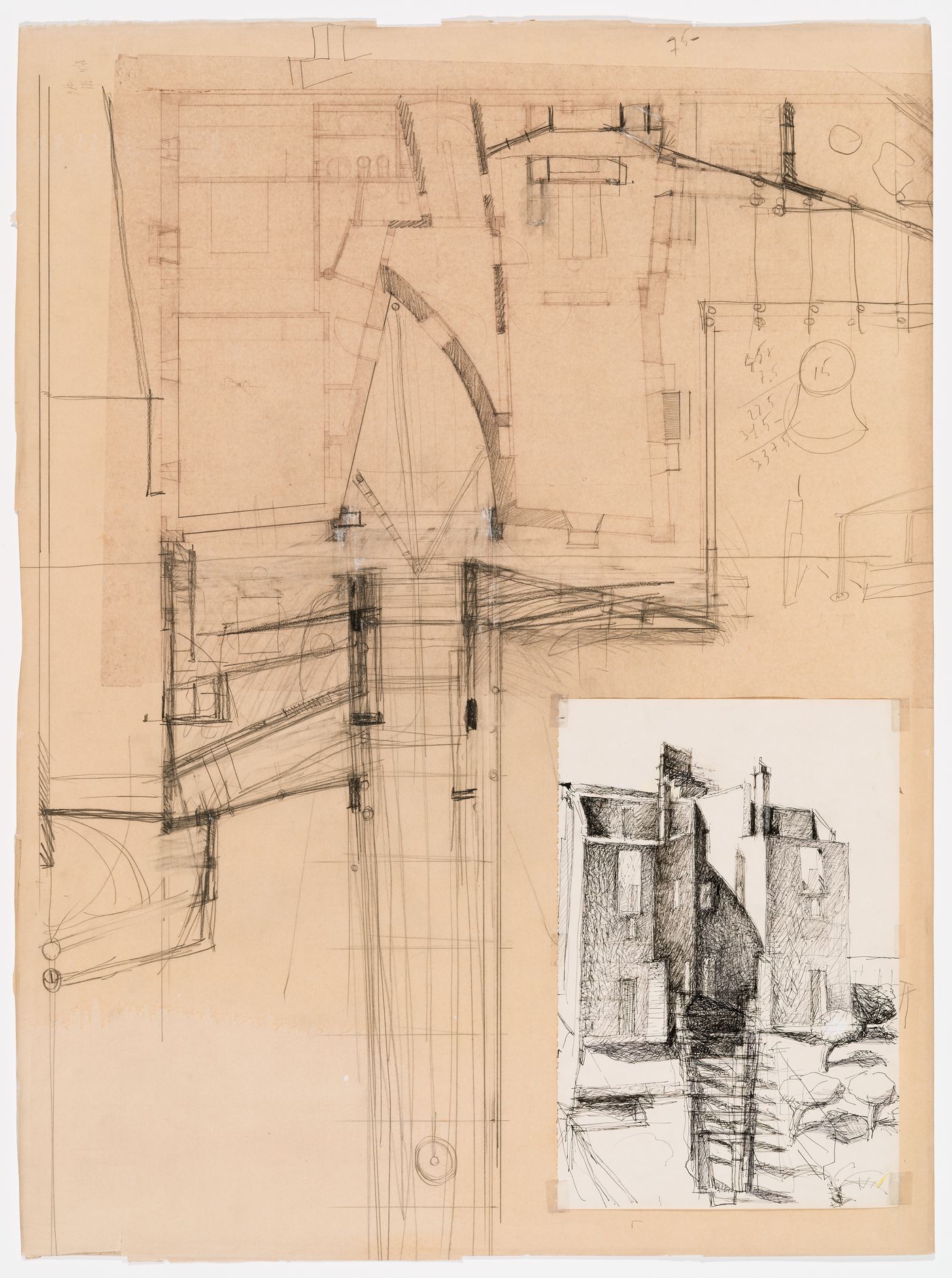 Sketch of raised ground floor plan and courtyard for Casa Miggiano, Otranto, Italy