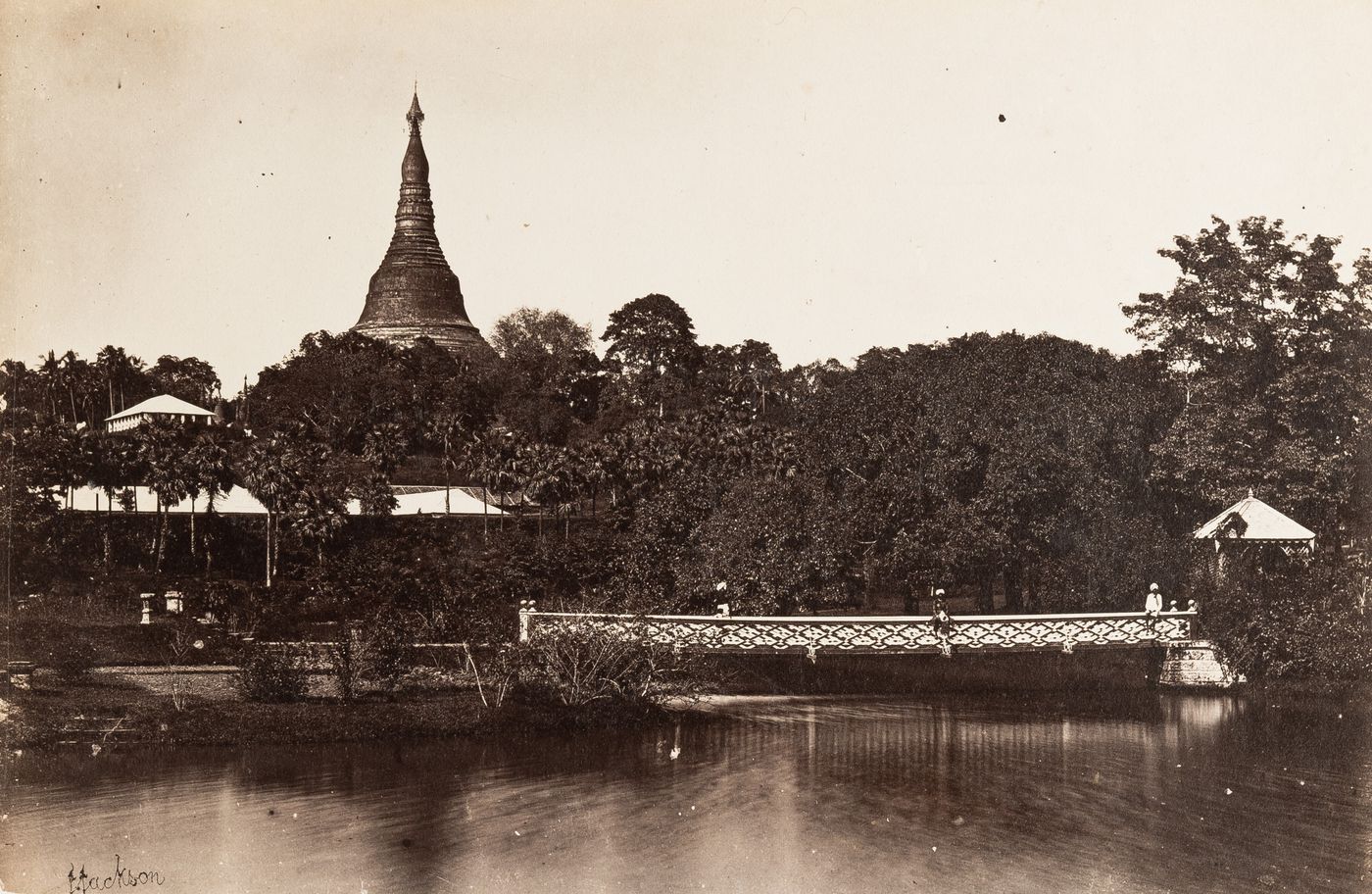 View of Public Gardens near the Shwedagon Pagoda, Rangoon (now Yangon), Burma (now Myanmar)