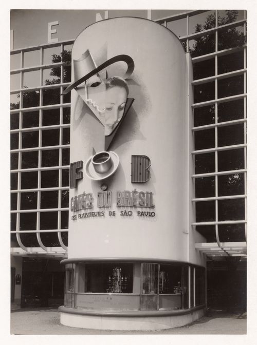 Exterior view of Cafés du Brésil counter, tour de l'Alimentation, Exposition internationale des arts et techniques dans la vie moderne, Paris, France