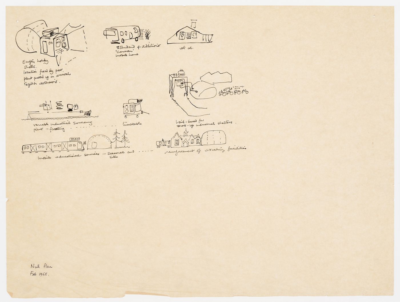 Non-Plan: sketches and notes on alternatives for vacation homes, industrial plants and educational services