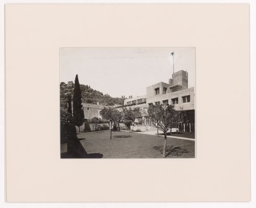 View of courtyard and lawn of Villa Noailles, Hyères, France