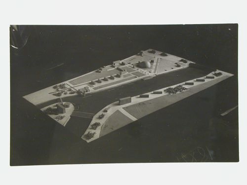 Photograph of a site model for an All-Union Palace of the Arts, Moscow