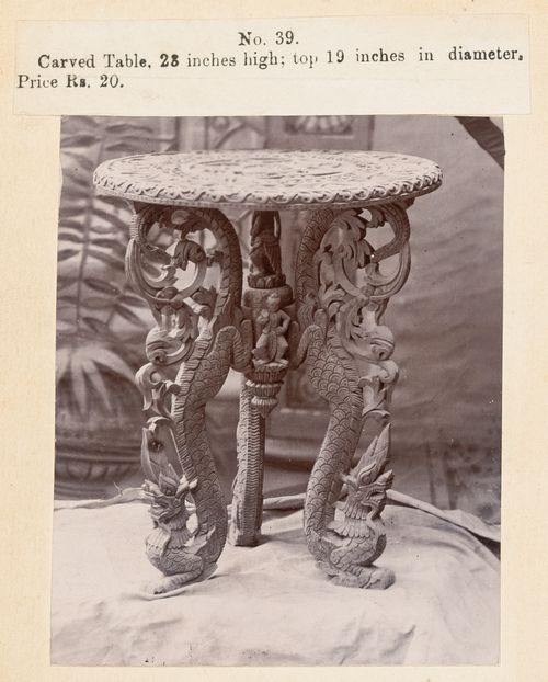 View of a table, F. Beato Limited, C Road, Mandalay, Burma (now Myanmar)