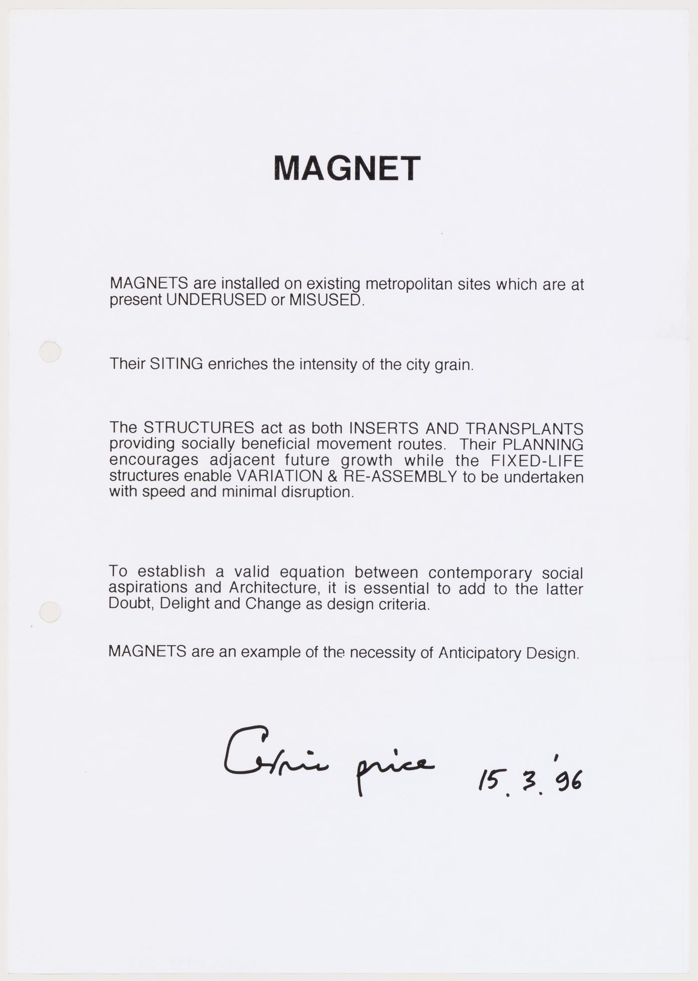 Text about "Magnet" project