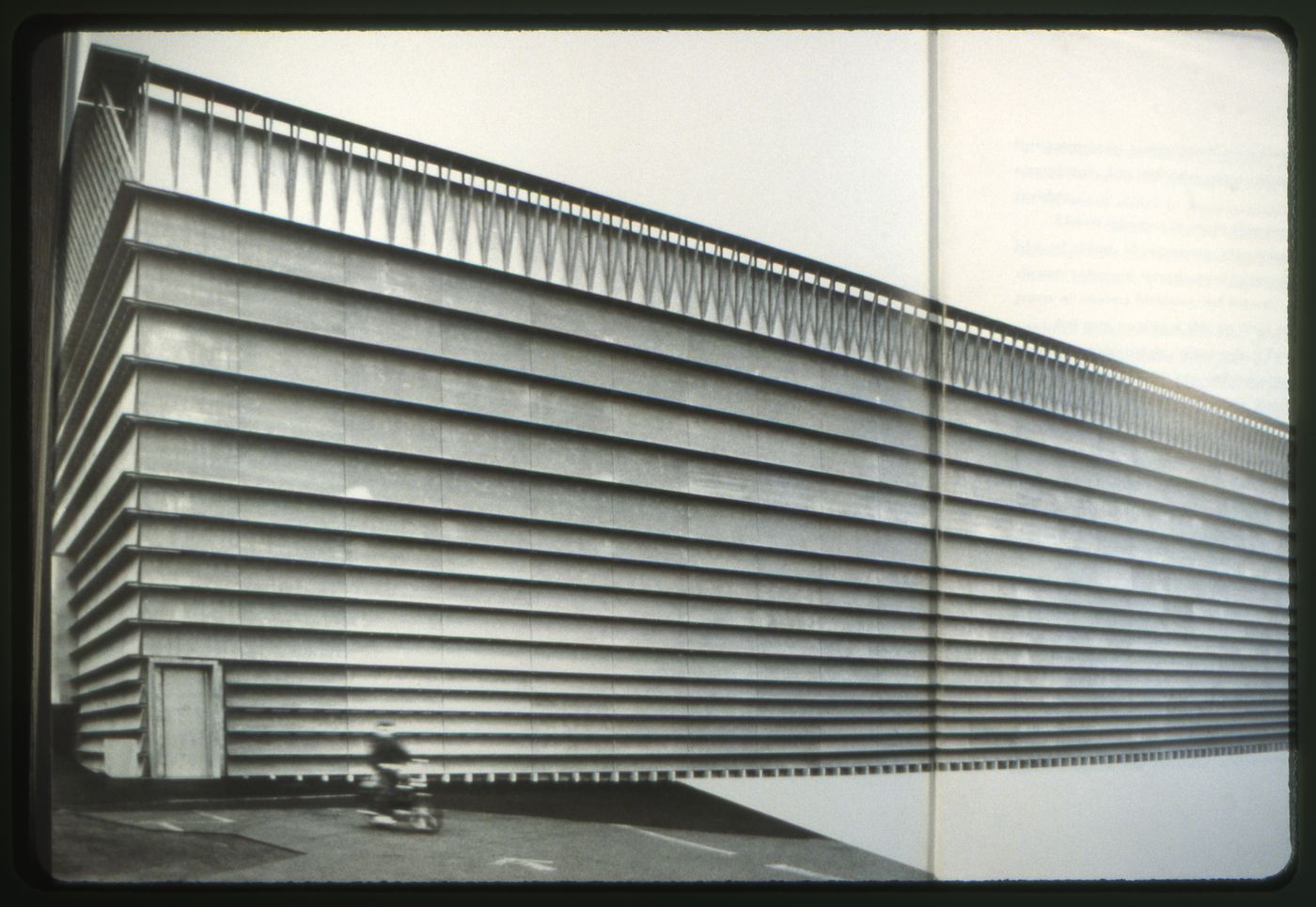 Slide of a photograph of Ricola Storage Building, Laufen, by Herzog & de Meuron