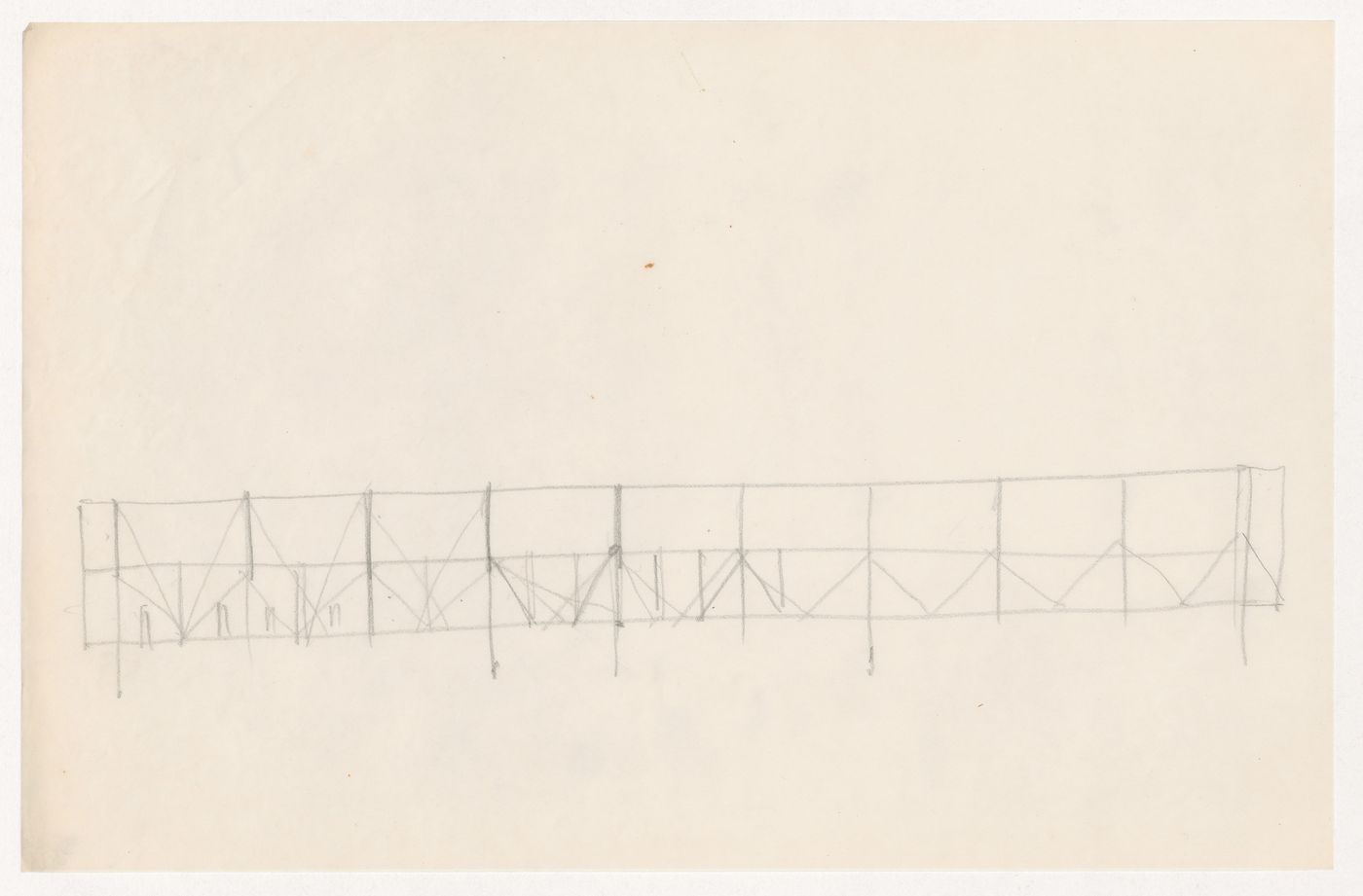 Sketch elevation for a roof truss for a campus building for Illinois Institute of Technology