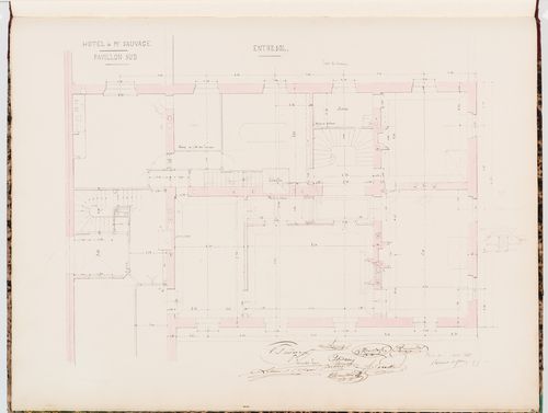 Plan for the "entresol" of the "pavillon sud", Hôtel Sauvage, Paris