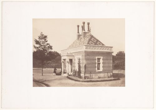 Bois de Boulogne, view of an unidentified gatehouse, Paris, France