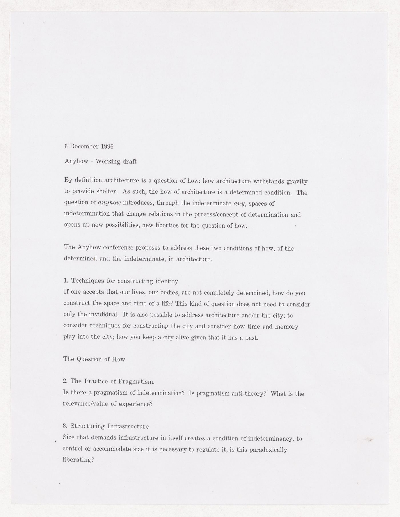 Preliminary notes on the theme and sessions of the Anyhow conference